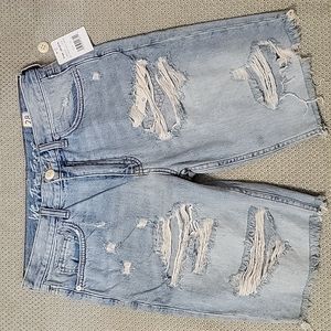 NWT Free People "Mid Vintage Indigo Destroyed"  Denim Cut-off Shorts Size: 28